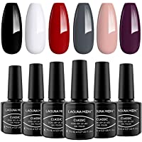 Los mejores  - Lagunamoon Esmaltes de Uñas- Esmaltes en Gel Uñas UV LED- 6pcs Kit de Esmaltes Semipermanentes para Uñas- Set de Regalo…